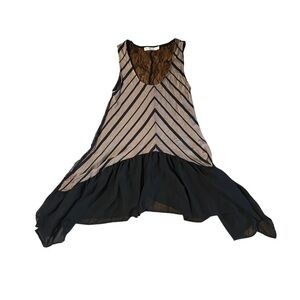 VTG 90s Y2K Hazel Anthropologie Lace Swing Tank Top Brown Black Striped Size XS